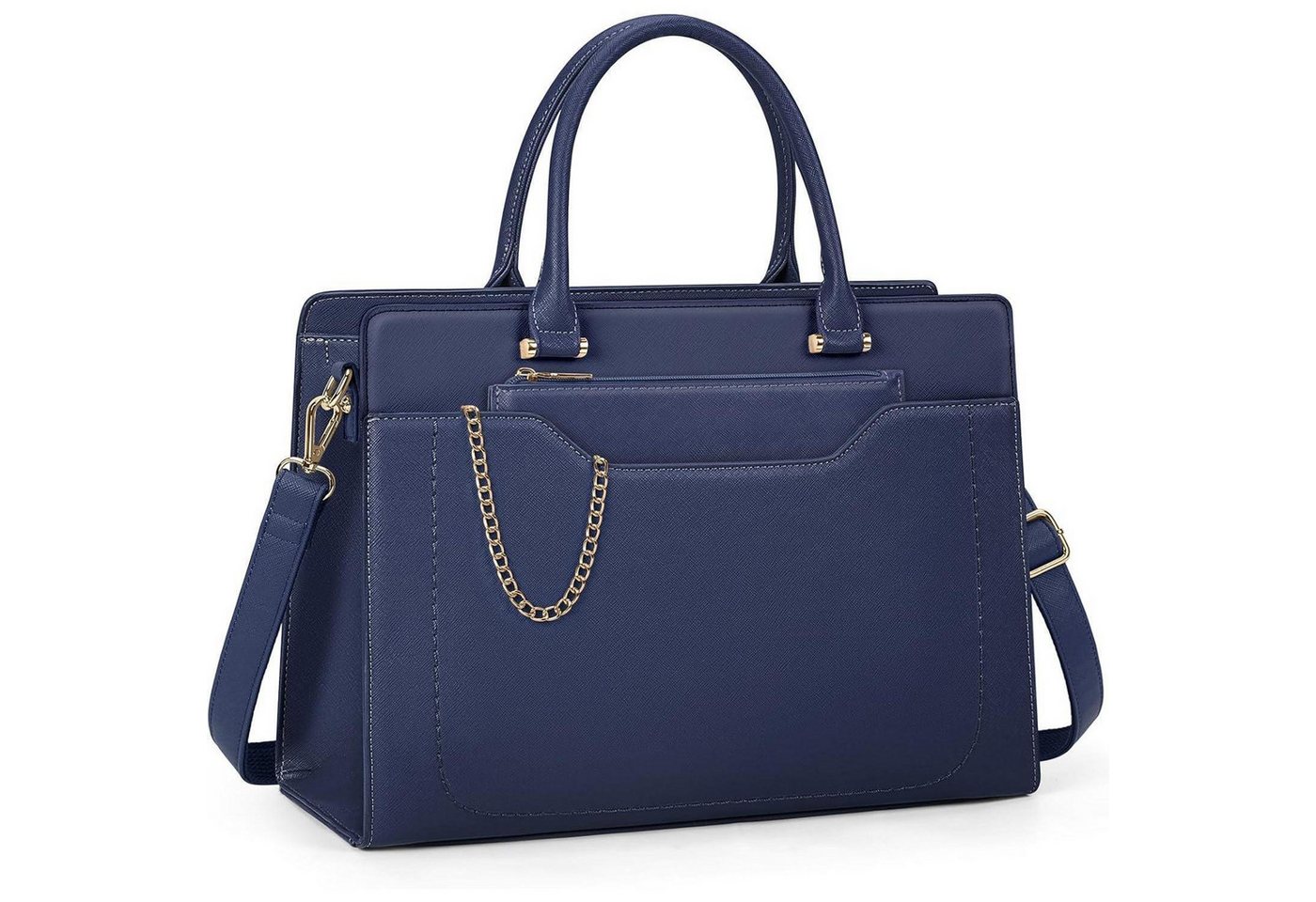 LuxusKollektion Laptoptasche Laptoptasche Damen 15.6 Zoll PU Leder Wasserdicht Shopper Blau von LuxusKollektion