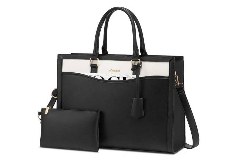 LuxusKollektion Laptoptasche Laptoptasche Damen 15.6 Zoll Tote Bag Handtasche Groß Schwarz von LuxusKollektion