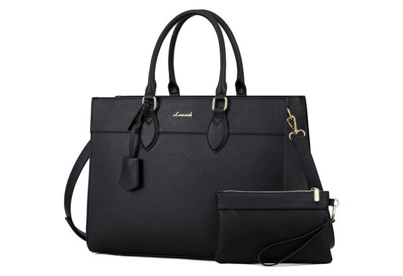 LuxusKollektion Laptoptasche Laptoptasche Damen 17Zoll Wasserdicht PU Leder Aktentasche Schwarz-1 L von LuxusKollektion