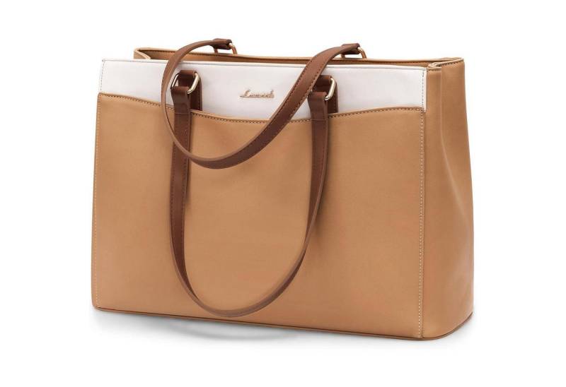 LuxusKollektion Laptoptasche Laptoptasche Damen Aktentasche Hellbraun beige 15,6 Zoll von LuxusKollektion