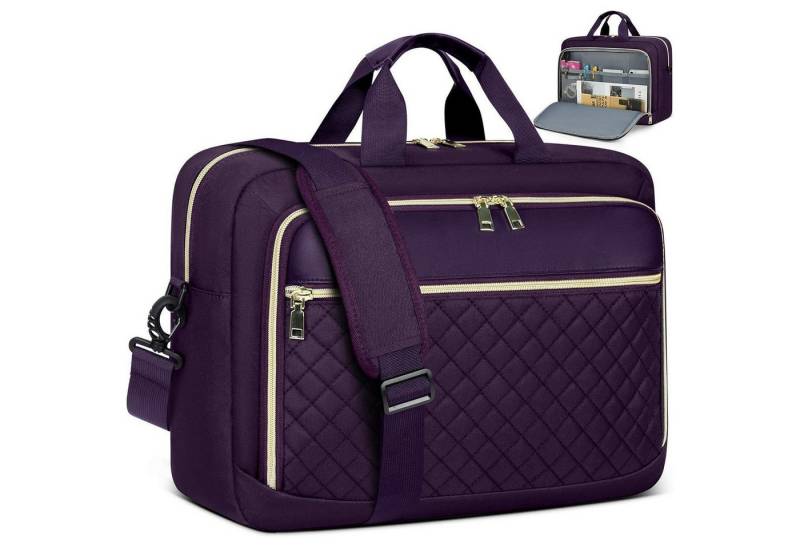 LuxusKollektion Laptoptasche Laptoptasche Damen Business Aktentasche Dunkelviolett 17.3 Zoll von LuxusKollektion