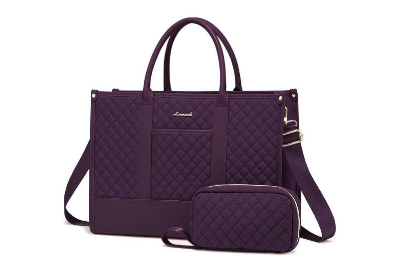 LuxusKollektion Laptoptasche Laptoptasche Damen Leder Business Aktentasche 15,6 Zoll Dunkellila von LuxusKollektion