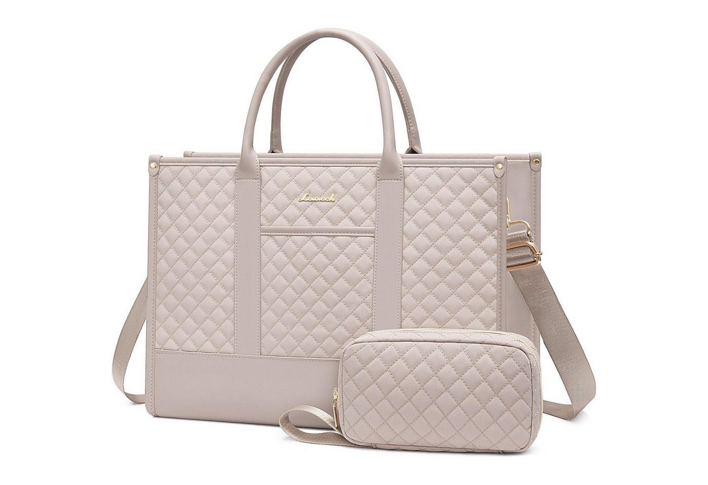 LuxusKollektion Laptoptasche Laptoptasche Damen Wasserdicht Leder Business 15,6 Zoll Graurosa von LuxusKollektion