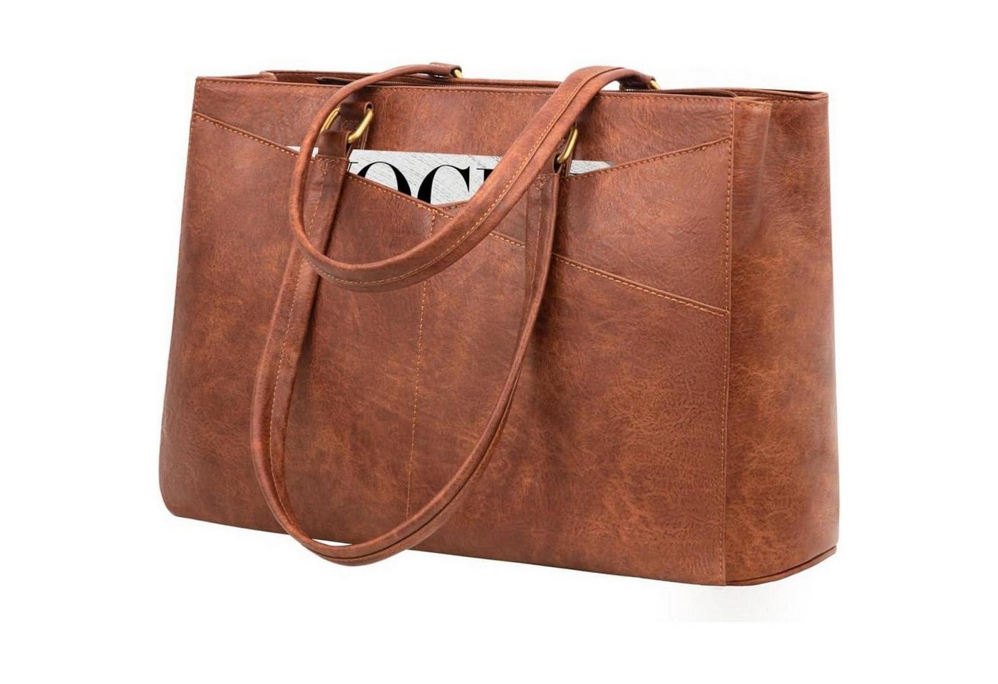 LuxusKollektion Laptoptasche Laptoptasche Damen wasserdicht Umhängetasche 1-retro Braun 17 Zoll von LuxusKollektion