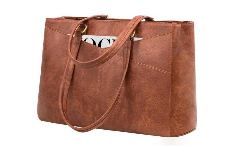 LuxusKollektion Laptoptasche Laptoptasche Damen wasserdicht Umhängetasche 1-retro Braun 17 Zoll von LuxusKollektion