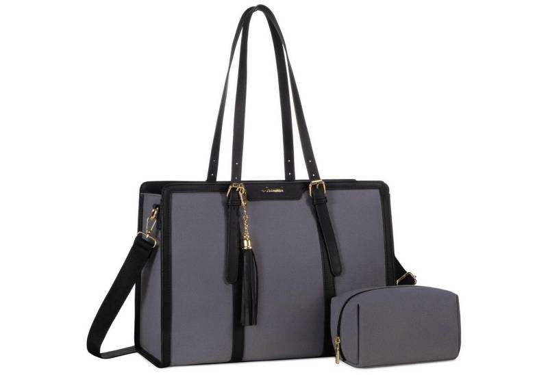 LuxusKollektion Laptoptasche Notebook Tasche 15.6 Zoll Damen Handtasche Canvas Shoulder Bag groß A4 von LuxusKollektion