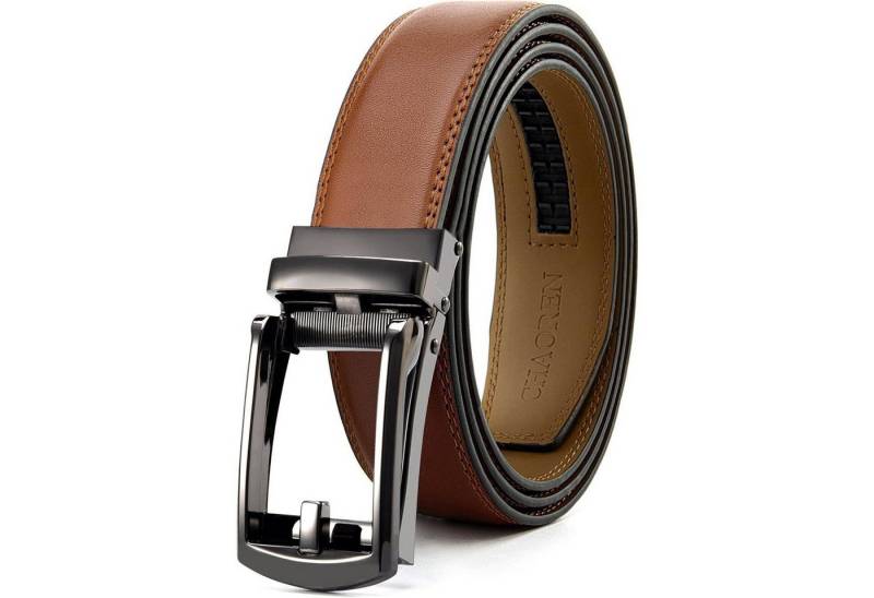 LuxusKollektion Ledergürtel Gürtel Glänzendes Schwarz Nussbraun Taille 80-90cm Gesamtlänge 105cm von LuxusKollektion