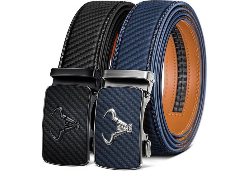 LuxusKollektion Ledergürtel Gürtel Herren 2er Set Automatik Ledergürtel verstellbar in Geschenkbox von LuxusKollektion