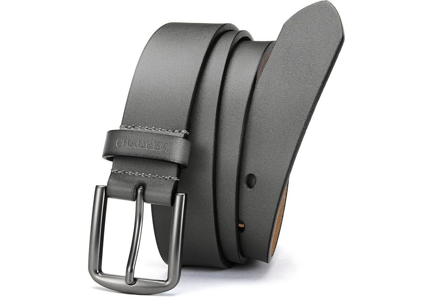 LuxusKollektion Ledergürtel Ledergürtel Herren Schwarz 35mm Grau Bundweite 103 (Gesamtlänge 115cm) von LuxusKollektion