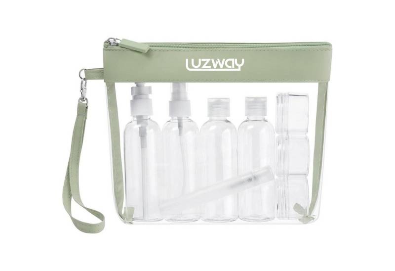 LuxusKollektion Liquidtasche Kulturbeutel Transparent Reise 8 Flaschen 100ml Avocado Grün von LuxusKollektion