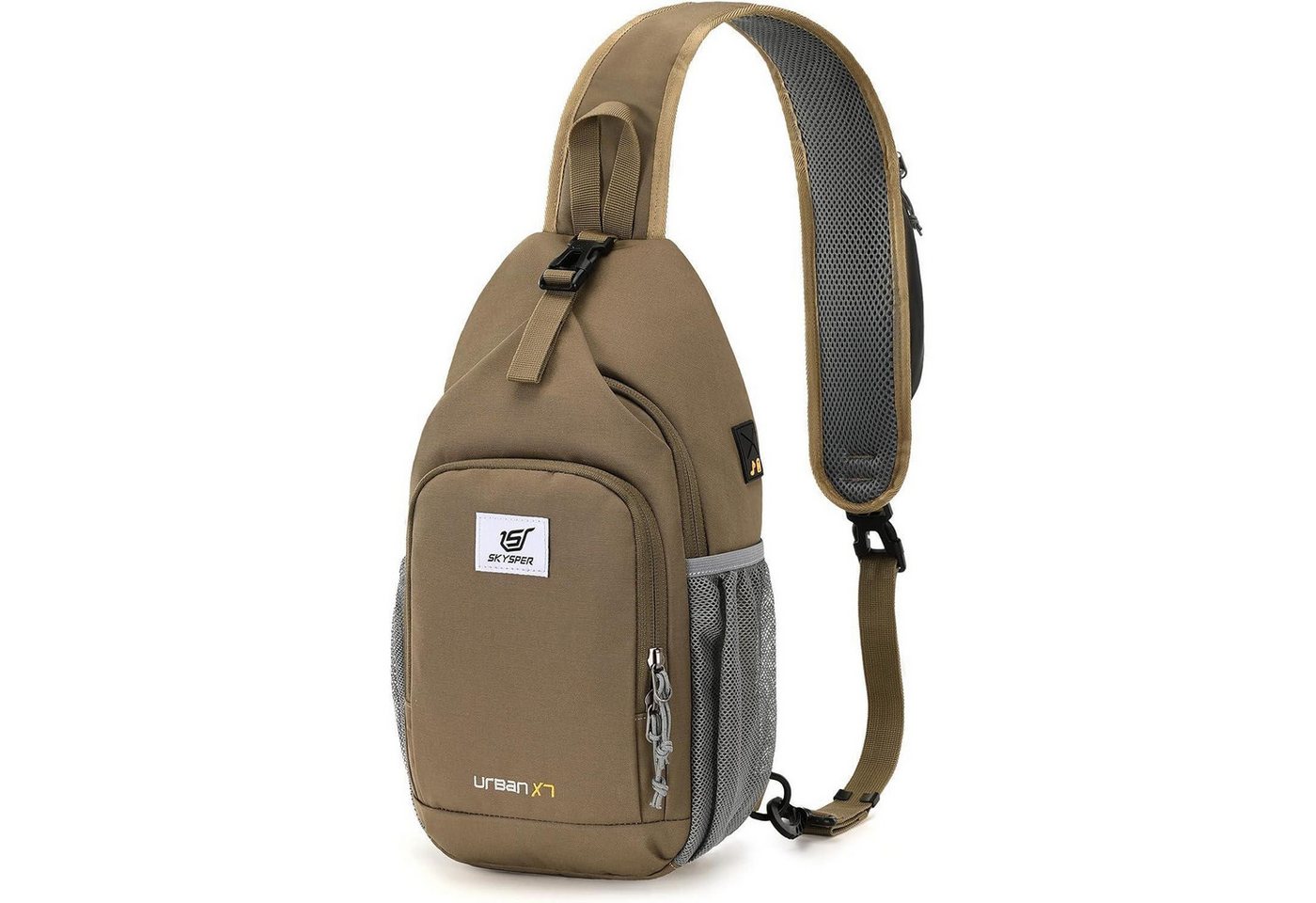 LuxusKollektion Minirucksack Brusttasche Sling Crossbody Herren Damen Outdoor Urbnax7 taupe von LuxusKollektion