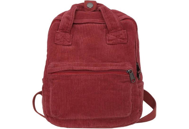 LuxusKollektion Minirucksack Rucksack Damen Klein Cord Cityrucksack Daypack kein A4 Rot von LuxusKollektion