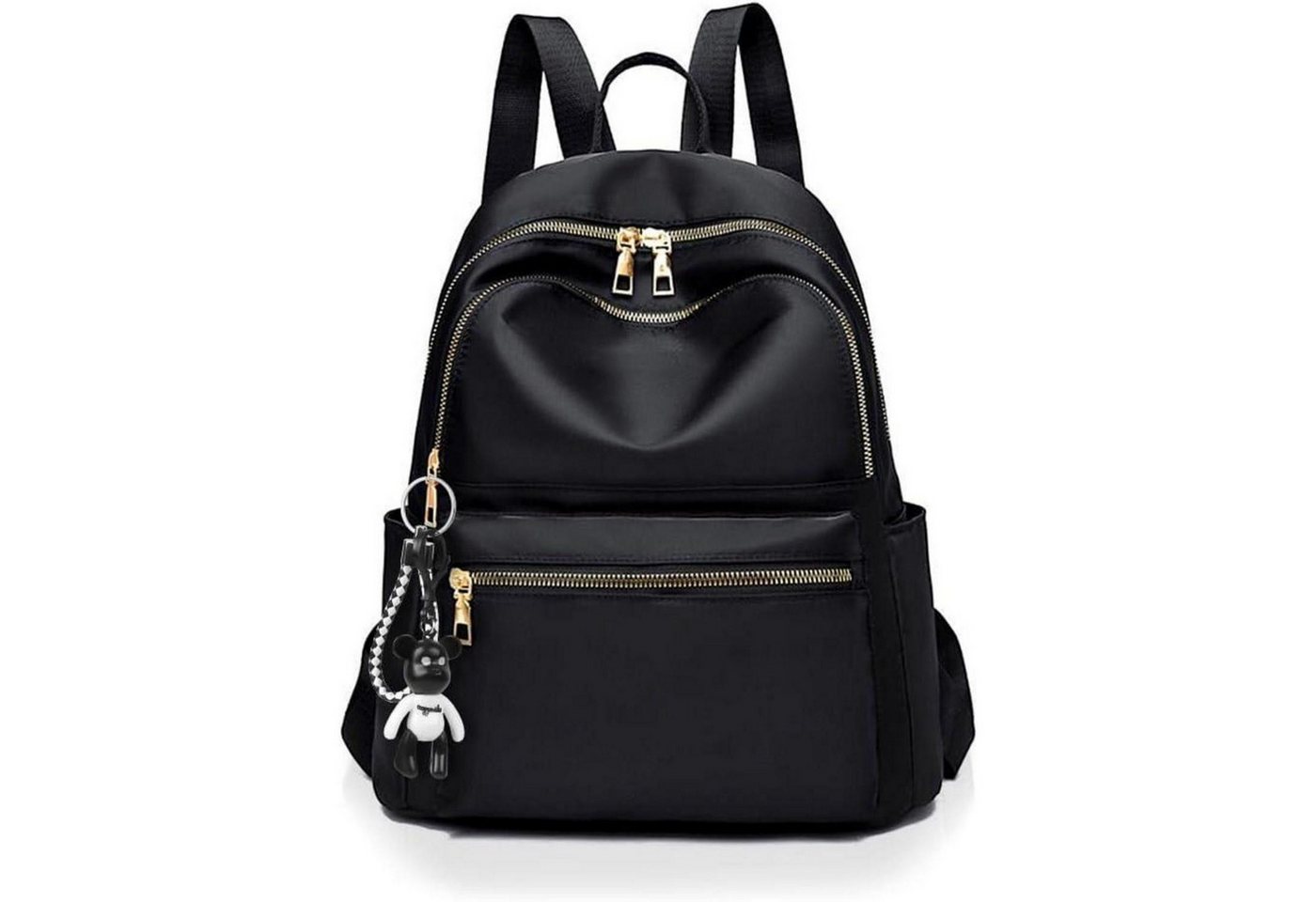 LuxusKollektion Minirucksack Rucksack Damen Klein Wasserdicht Nylon Daypack Reiserucksack D-schwarz von LuxusKollektion