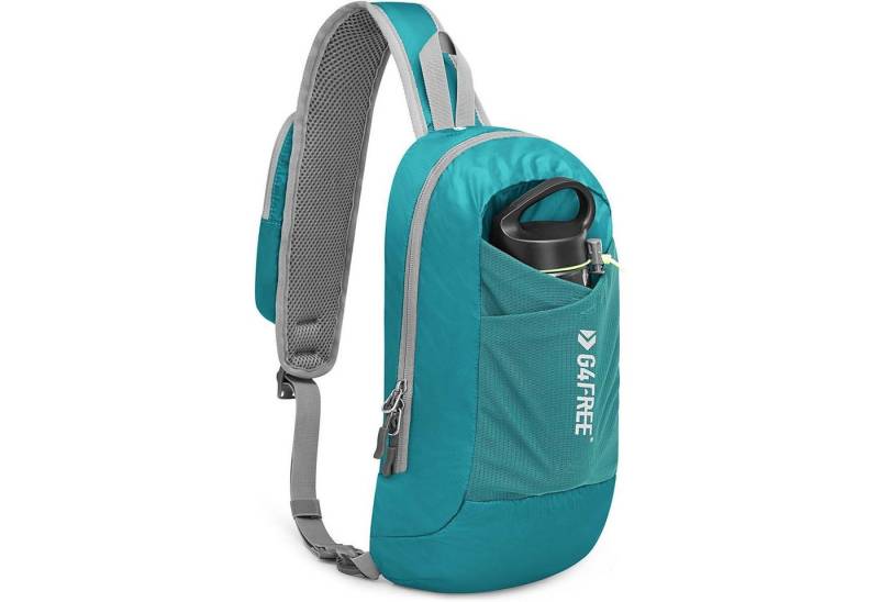 LuxusKollektion Minirucksack Schultertasche RFID Crossbody Rucksack Brusttasche Blau Peacock Blue von LuxusKollektion