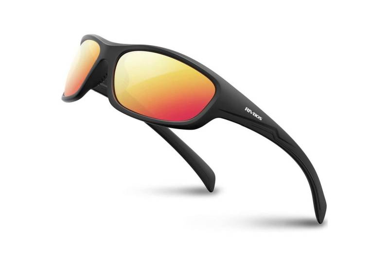 LuxusKollektion Monoscheibensonnenbrille Fahrradbrille Polarisierte TR90 UV400 32 Schwarze Eisrote Gläser von LuxusKollektion