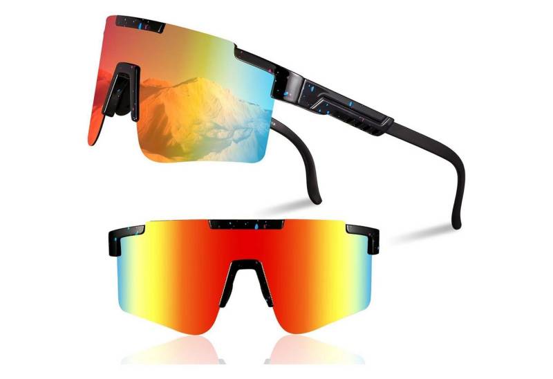 LuxusKollektion Monoscheibensonnenbrille Fahrradbrille Polarisierte UV400 Herren Damen Sportbrille C6 von LuxusKollektion