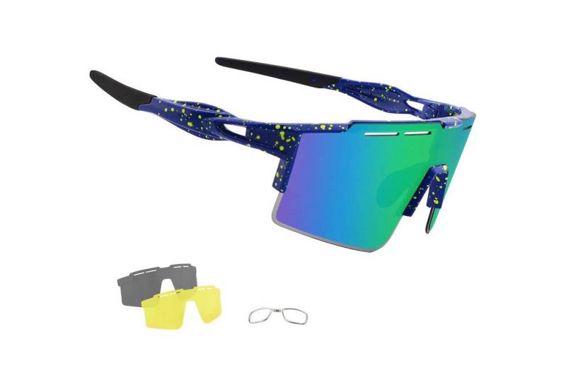 LuxusKollektion Monoscheibensonnenbrille Fahrradbrille Sonnenbrille Herren Damen UV400 Zo-blau Grün von LuxusKollektion