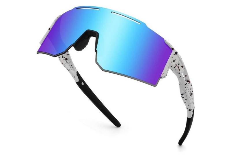 LuxusKollektion Monoscheibensonnenbrille Fahrradbrille Sonnenbrille UV400 Wechselgläser Herren UV-Ice Blau-1 von LuxusKollektion