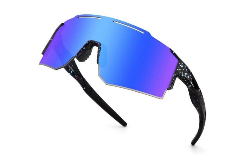 LuxusKollektion Monoscheibensonnenbrille Fahrradbrille Sportbrille UV400 Wechselgläser Herren Uv-blau 1 Linse von LuxusKollektion