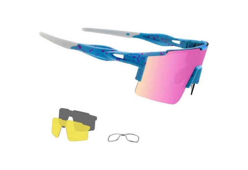LuxusKollektion Monoscheibensonnenbrille Fahrradbrille UV400 Wechselgläser Herren Damen Radfahren Zo-rosa von LuxusKollektion