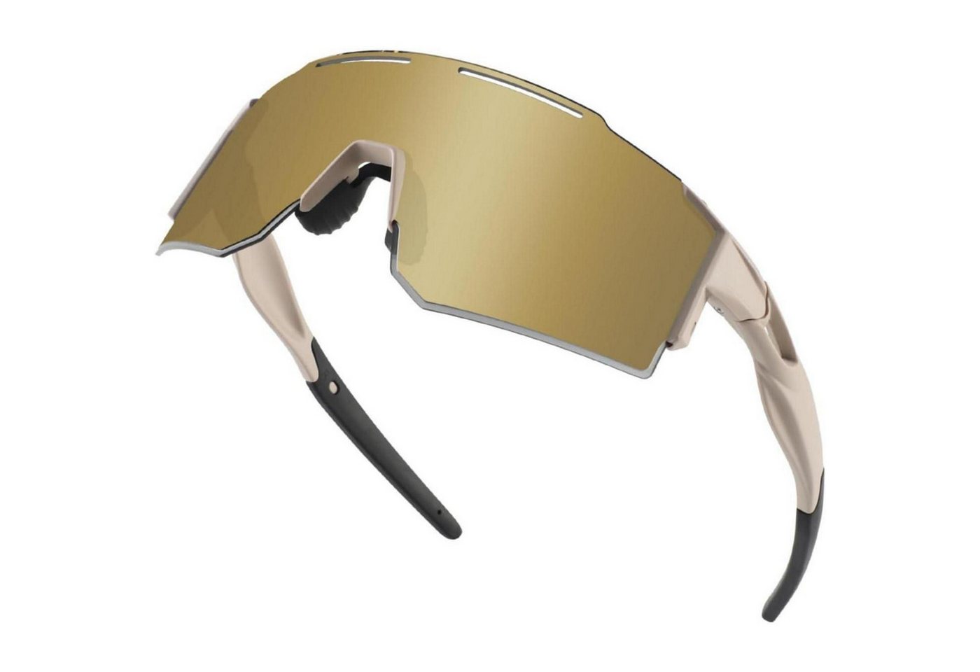 LuxusKollektion Monoscheibensonnenbrille Fahrradbrille UV400 Wechselgläser Herren Damen UV Gold 1lense von LuxusKollektion
