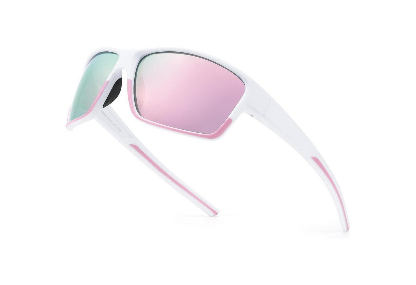 LuxusKollektion Monoscheibensonnenbrille Sonnenbrille Damen Sport polarisiert Weiß-hellrosa Rahmen Hellrosa von LuxusKollektion