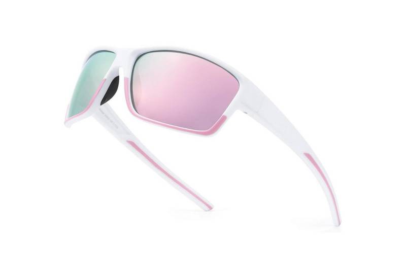 LuxusKollektion Monoscheibensonnenbrille Sonnenbrille Damen Sport polarisiert Weiß-hellrosa Rahmen Hellrosa von LuxusKollektion