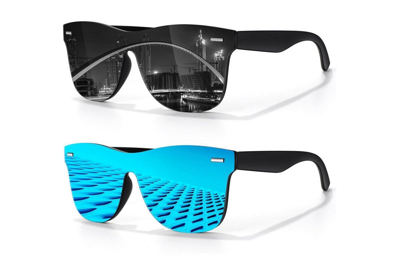 LuxusKollektion Monoscheibensonnenbrille Sonnenbrille Herren Damen 2er-pack Schwarz Grau Schwarz Blau von LuxusKollektion