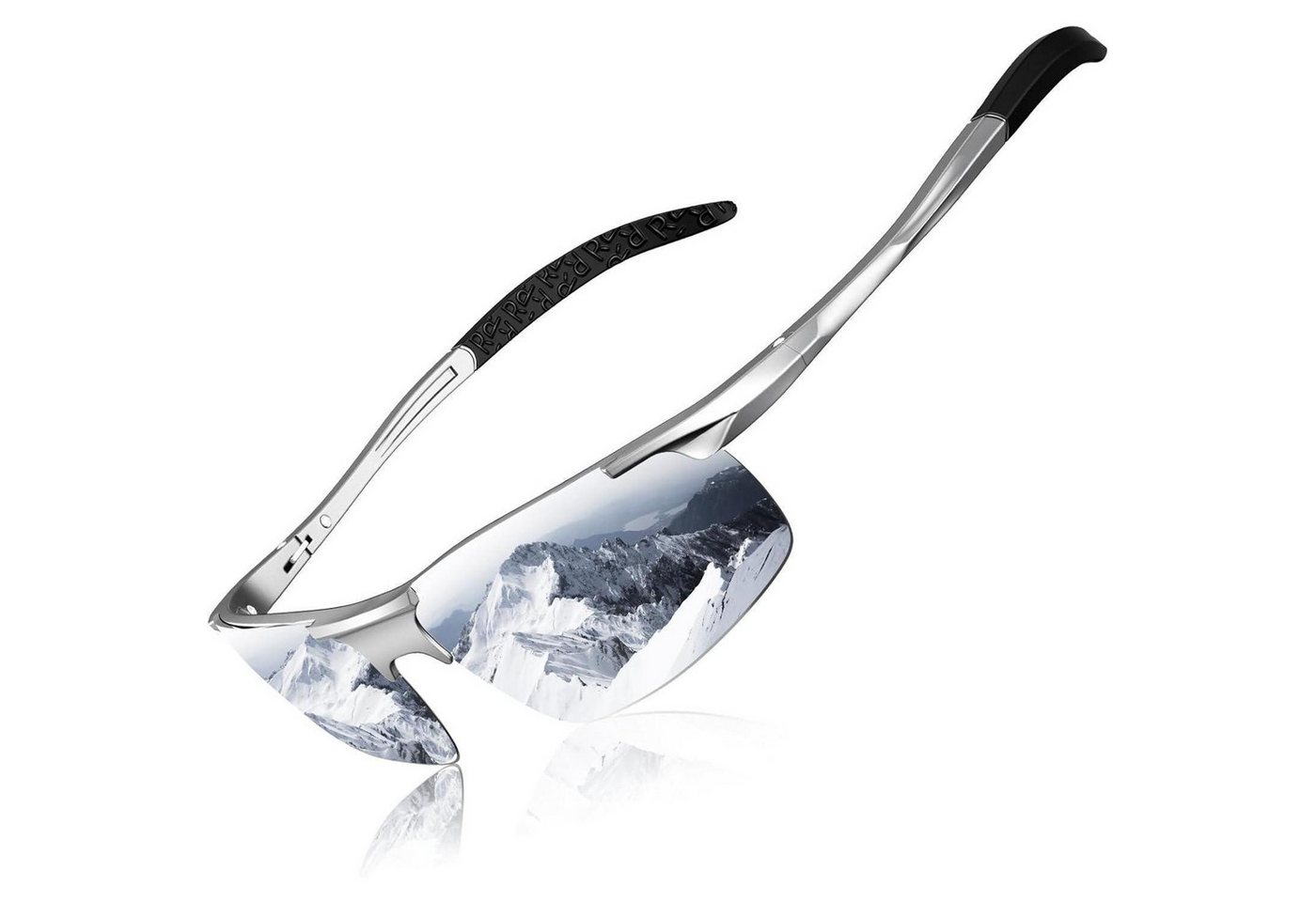 LuxusKollektion Monoscheibensonnenbrille Sonnenbrille Herren Polarisiert Fahrradbrille UV400 Silber Neu von LuxusKollektion