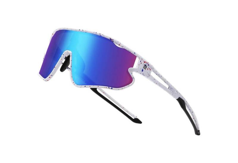 LuxusKollektion Monoscheibensonnenbrille Sonnenbrille Kinder Jugend Weiß Red Blue Dot Rahmen Revo Blau Linse von LuxusKollektion