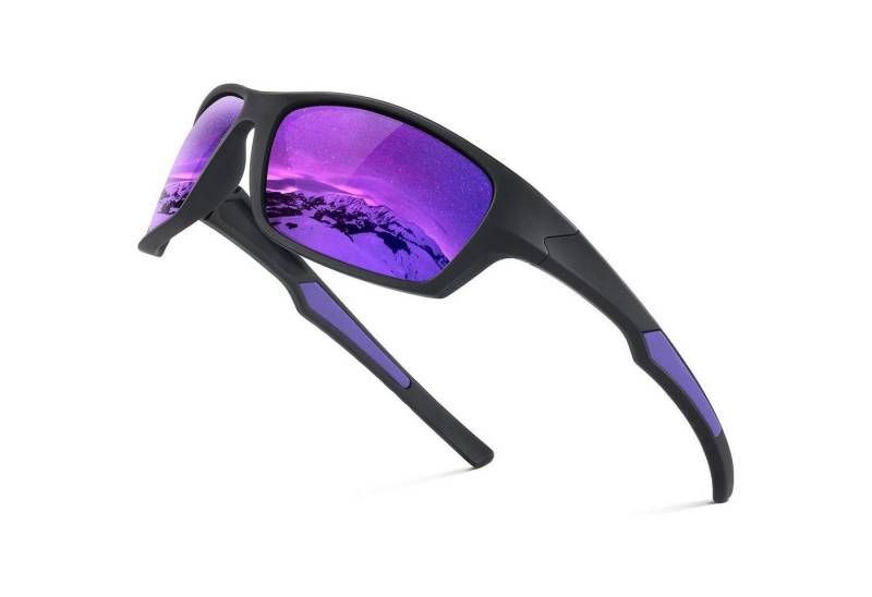 LuxusKollektion Monoscheibensonnenbrille Sportbrille Herren Damen UV400 Polarisierte Schwarz Rahmen-Lila von LuxusKollektion