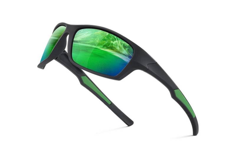 LuxusKollektion Monoscheibensonnenbrille Sportbrille Herren Damen polarisierte UV400 Schwarz Rahmen grün von LuxusKollektion