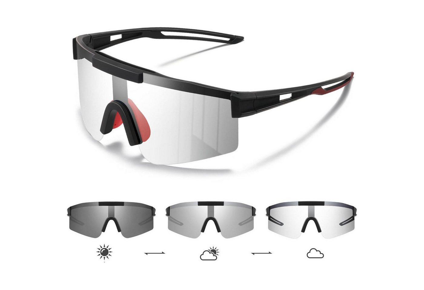 LuxusKollektion Monoscheibensonnenbrille Sportbrille Polarisiert UV400 Herren Damen MTB Rennrad Selbsttönend von LuxusKollektion
