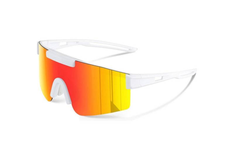 LuxusKollektion Monoscheibensonnenbrille Sportbrille polarisiert UV400 Fahrrad Rennrad Herren Damen Weiß Rot von LuxusKollektion