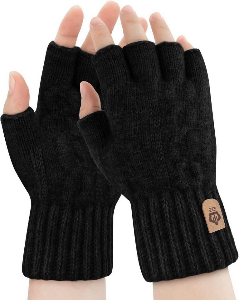 LuxusKollektion Multisporthandschuhe Thermische Fingerlose Strickhandschuhe für Damen und Herren Schwarz von LuxusKollektion