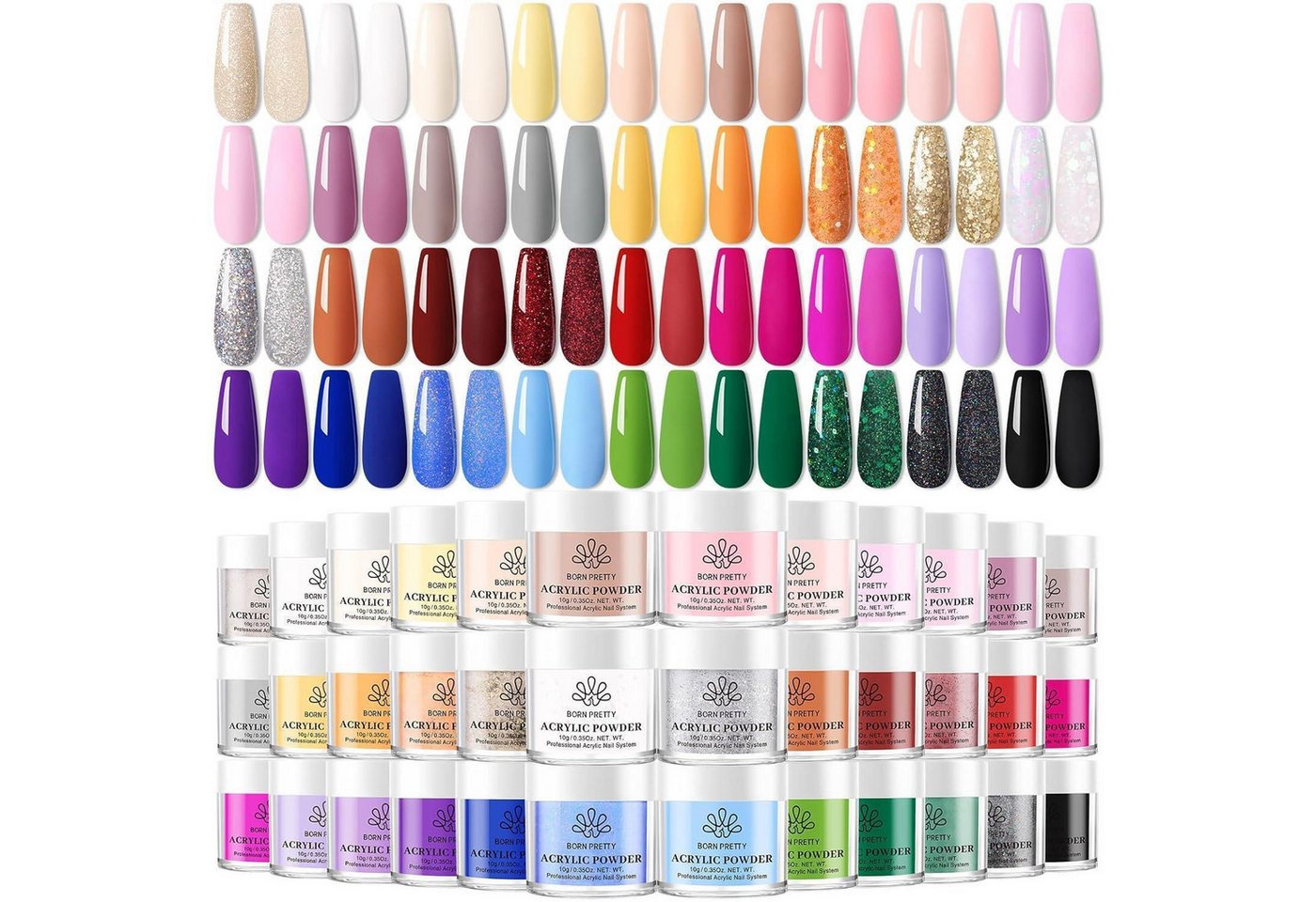 LuxusKollektion Nageldesign Zubehör Acrylpulver 36 Farben Acrylnägel Set ohne Nagellampe 36PCS Acrylpulver von LuxusKollektion
