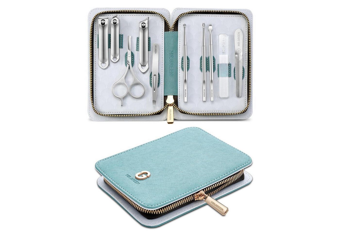 LuxusKollektion Nagelknipser-Set Maniküre Pediküre Set 10-teilig in Ledertasche - Hochwertiges von LuxusKollektion