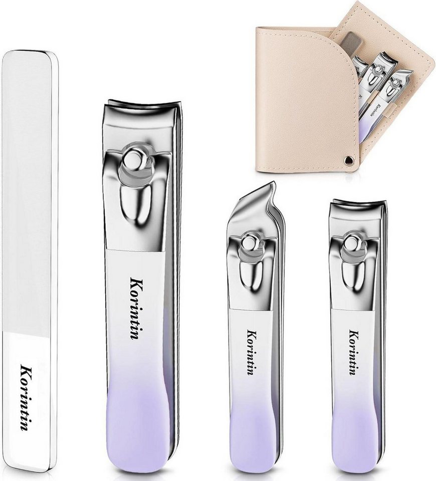 LuxusKollektion Nagelknipser-Set Nagelknipser-Set 4-teilig Zehennagelknipser Feile Lederetui Edelstahl LuxusKollektion Nagelknipser-Set Nagelknipser-Set 4-teilig Zehennagelknipser Feile Lederetui Edelstahl von LuxusKollektion