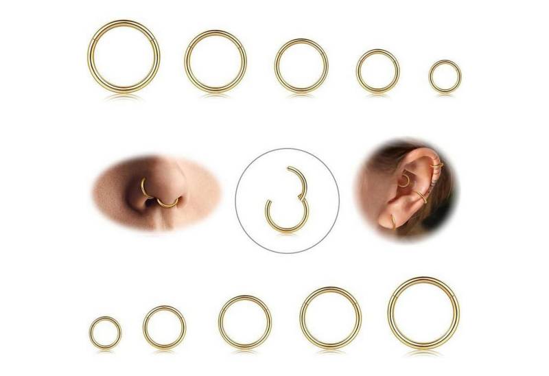 Diamday Nasenpiercing 10 Stück 6-12mm 316L Stahl Nasenringe Septum Piercing Hoops von Diamday