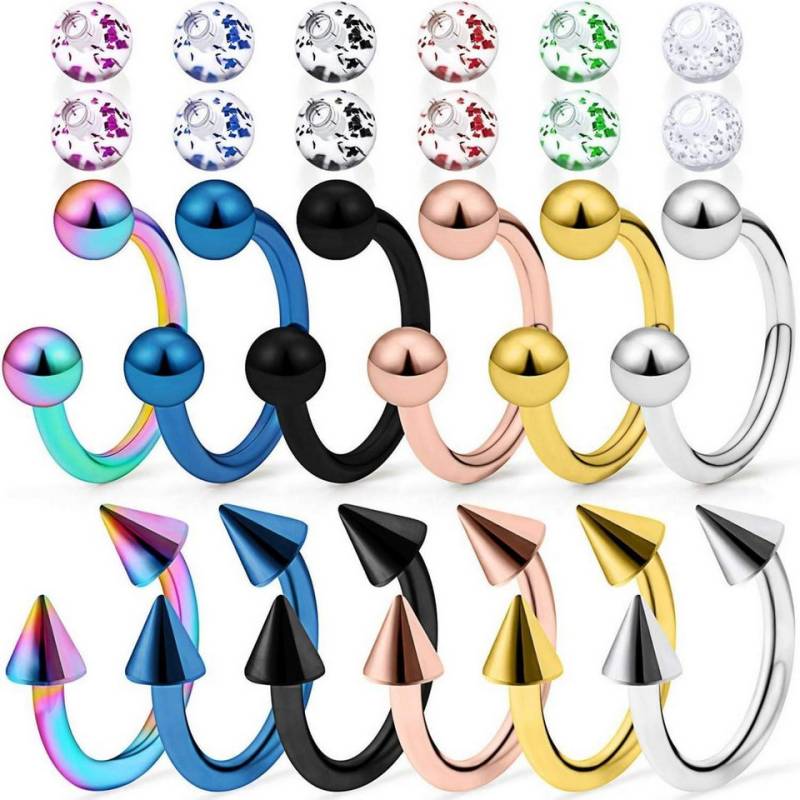 Mayhoop Nasenpiercing 12-20 STK 16G Chirurgenstahl Hufeisen Ring mit Kugel Spitze Tragus von Mayhoop