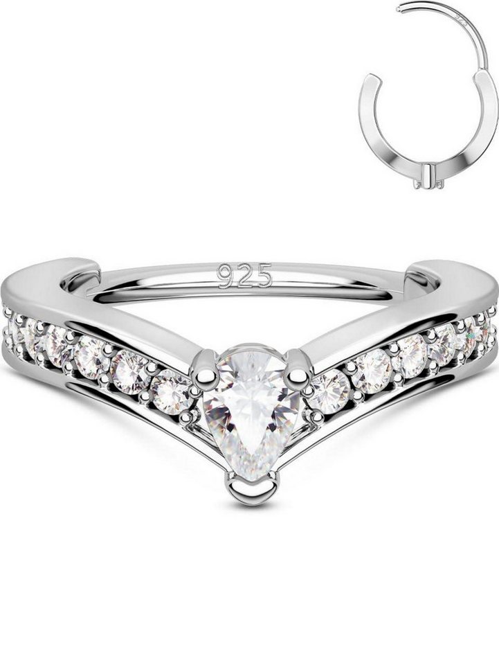 OUFER Nasenpiercing 16G Helix Echt Silber CZ Clicker Cartilage Earring 925 Nasenring von OUFER