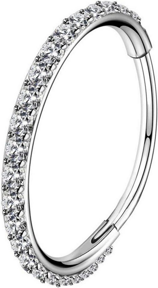 LuxusKollektion Nasenpiercing 18G 20G Hinged Nose Ring Hoop CZ Line Clicker Cartilage Earring LuxusKollektion Nasenpiercing 18G 20G Hinged Nose Ring Hoop CZ Line Clicker Cartilage Earring von LuxusKollektion