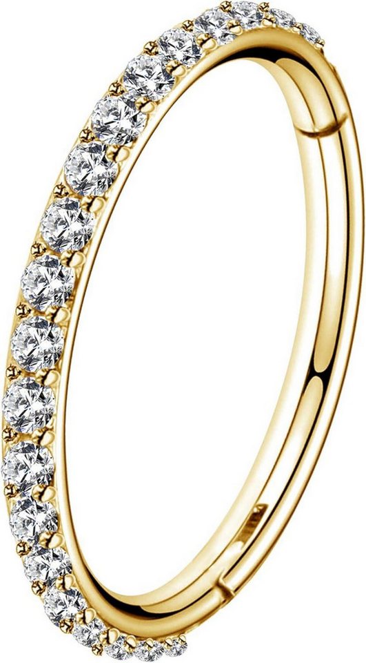 LuxusKollektion Nasenpiercing 18G 20G Nose Ring Hoops Hinged Seamless Segment CZ Line Piercings-316L von LuxusKollektion