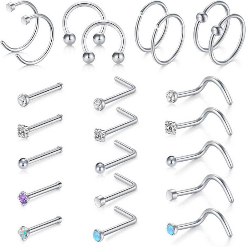 D.Bella Nasenpiercing 18G Nasenring Nasenpiercing 23er Set Chirurgenstahl Spirale Hoop Ring von D.Bella