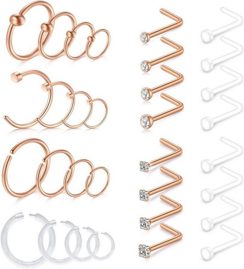 D.Bella Nasenpiercing 18G Nasenring Nasenpiercing Chirurgenstahl Spiral Hoop Set 32 Stück von D.Bella
