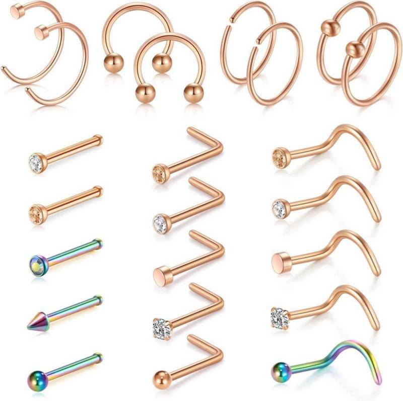 D.Bella Nasenpiercing 18G Nasenring Nasenpiercing Chirurgenstahl Spirale 23-teiliges Set von D.Bella