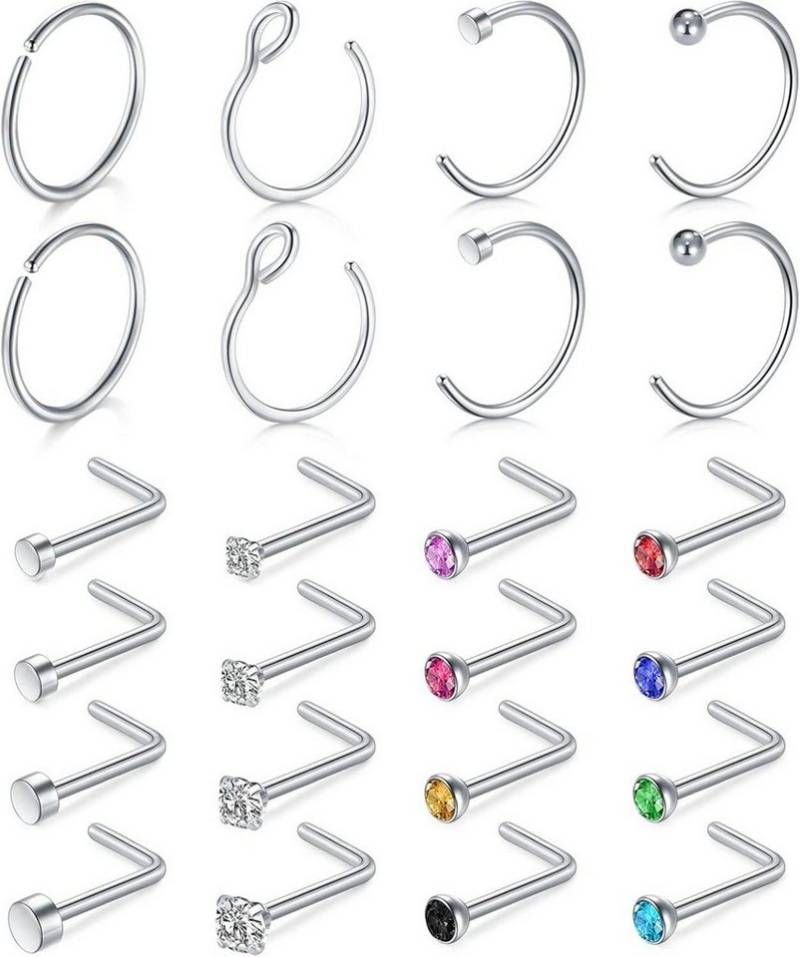 D.Bella Nasenpiercing 18g Nasenringe Nasenstecker Chirurgenstahl L Form Schmuck 24 Stück von D.Bella