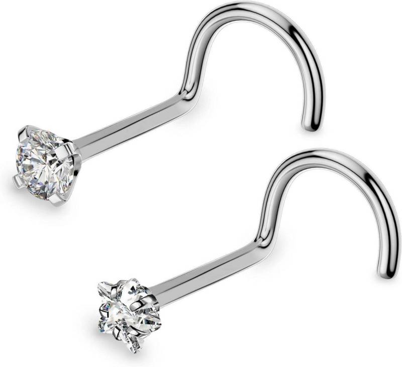 OUFER Nasenpiercing 20G 0.8mm Titan Nasenpiercing Ring S Form Round Star CZ Nose Piercing von OUFER