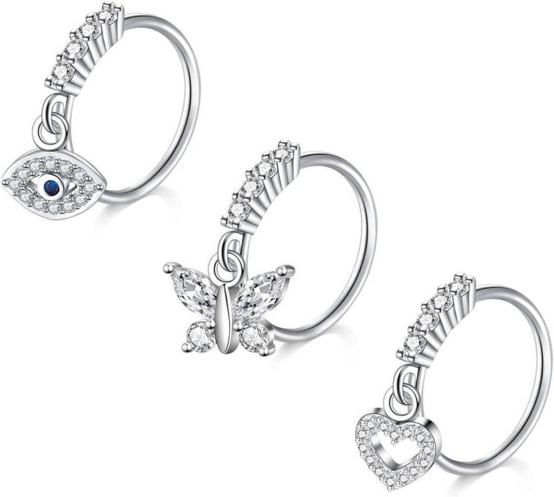 Mayhoop Nasenpiercing 20G Nasenpiercing Fake Nasenring Chirurgenstahl CZ Hoop Piercing 3er von Mayhoop