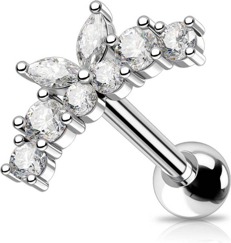 OUFER Nasenpiercing Daith Conch Piercing Schmetterling CZ 16G 8mm Chirurgenstahl von OUFER